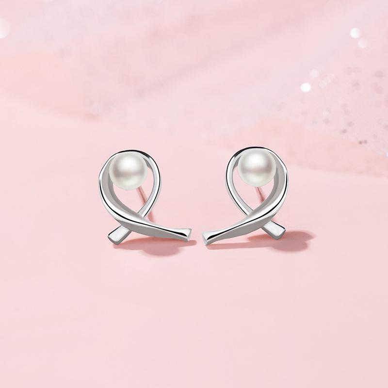 Нерегулярные серьги-гвоздики с имитацией жемчуга в виде креста, женские простые серьги для пирсинга ушей в стиле ниши Sense Summer