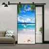 Sea View Of The Beach Under The Coconut Tree DIY Door Wall Sticker Home Decor Living Room Self-adhesive Waterproof PVC Wallpaper