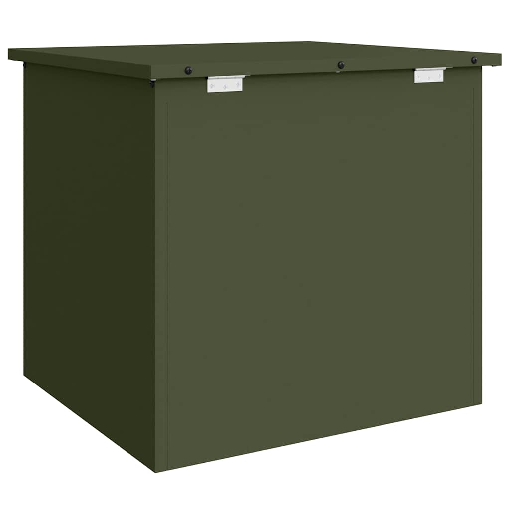 Garden Storage Cushion Box Steel 55 x 50.5 x 50 cm Olive Green