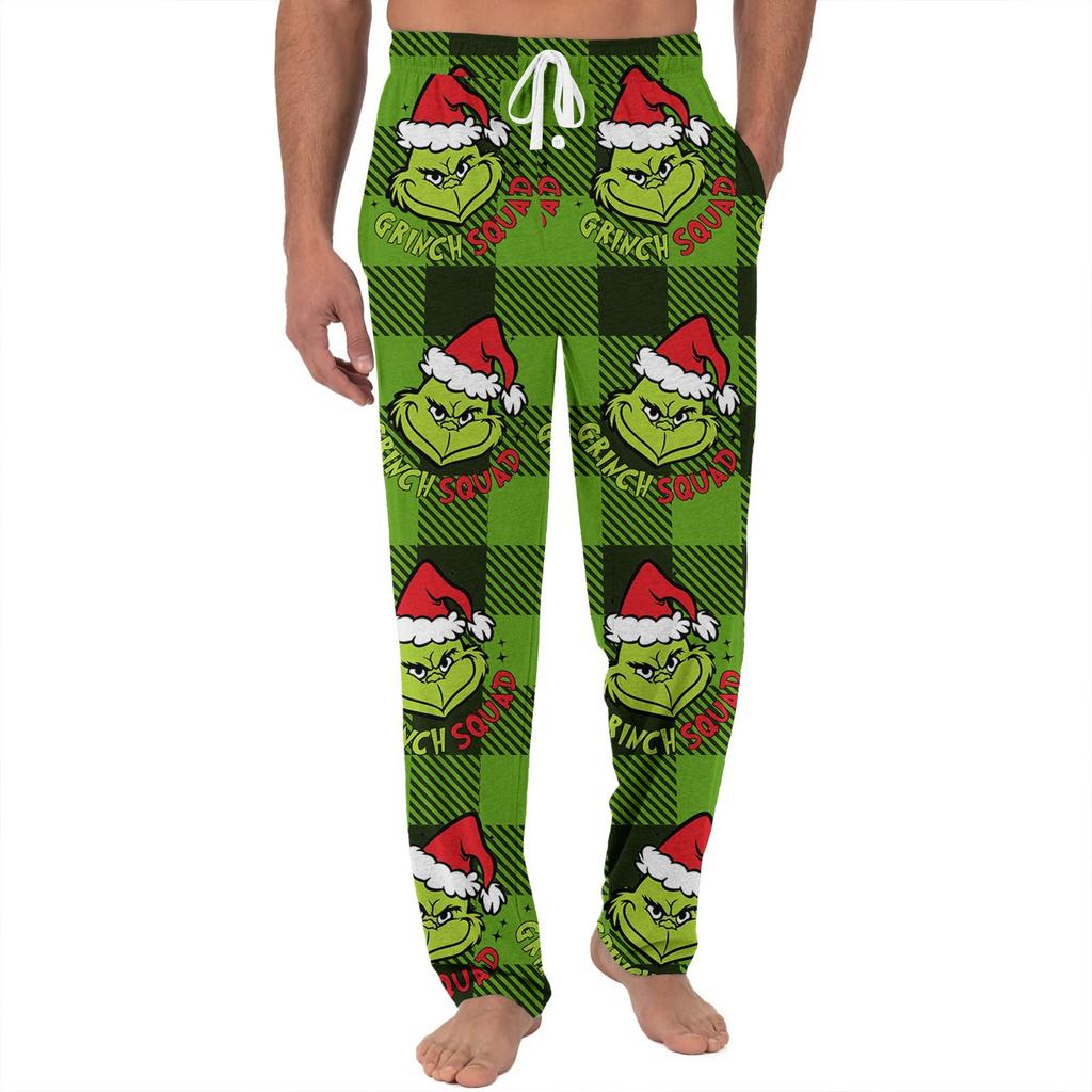 Men's Knitted Fashionable Printed Pocket Casual Pants Pajama Pants