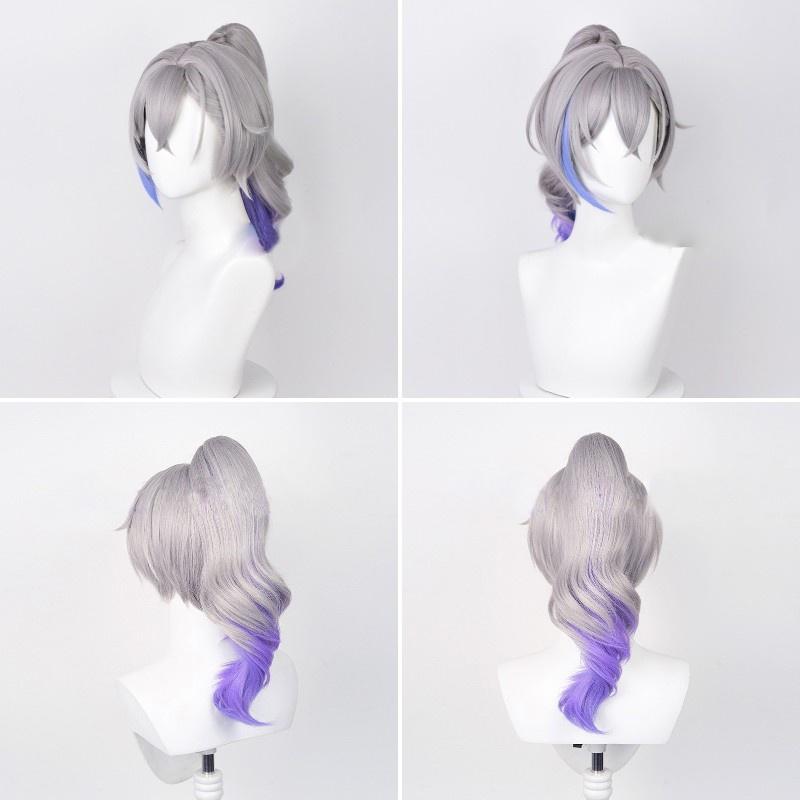 Silver Wolf Cosplay Wig Medium Length, Hand-woven With High-temperature Fiber