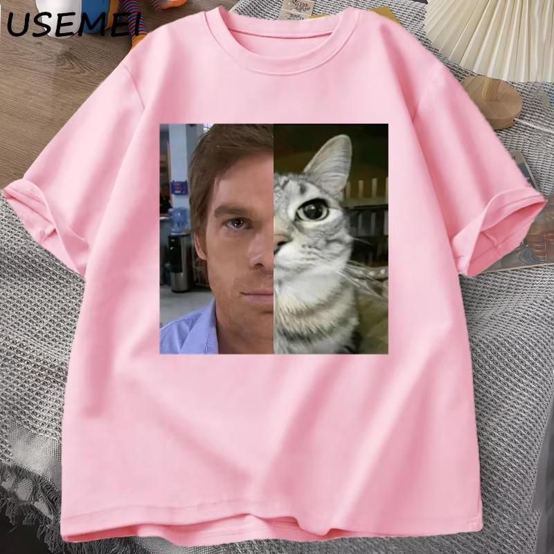 Dexter Morgan Cat Tshirts Funny Cotton Short Sleeve O Neck Tshirt Unisex Streetwear Unisexs Clothes Harajuku Printed Tshirt Tops