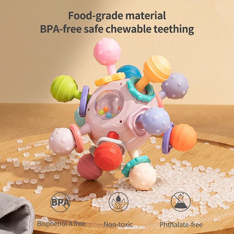 Детские игрушки для прорезывания зубов Монтессори, сенсорные шарики для прорезывания зубов, погремушки, игрушки для малышей 0-18 месяцев, подарки для девочек и мальчиков
