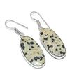 Dalmation Jasper Gemstone 925 Sterling Silver Jewelry Earring 1.77"