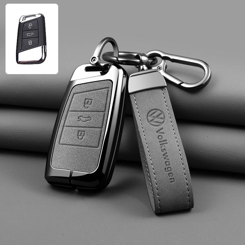 Leather Car Key Fob Case Cover Protector Holder Shell For VW Volkswagen Passat B8 Tiguan Magotan Golf Auto Keychain Accessories zq6