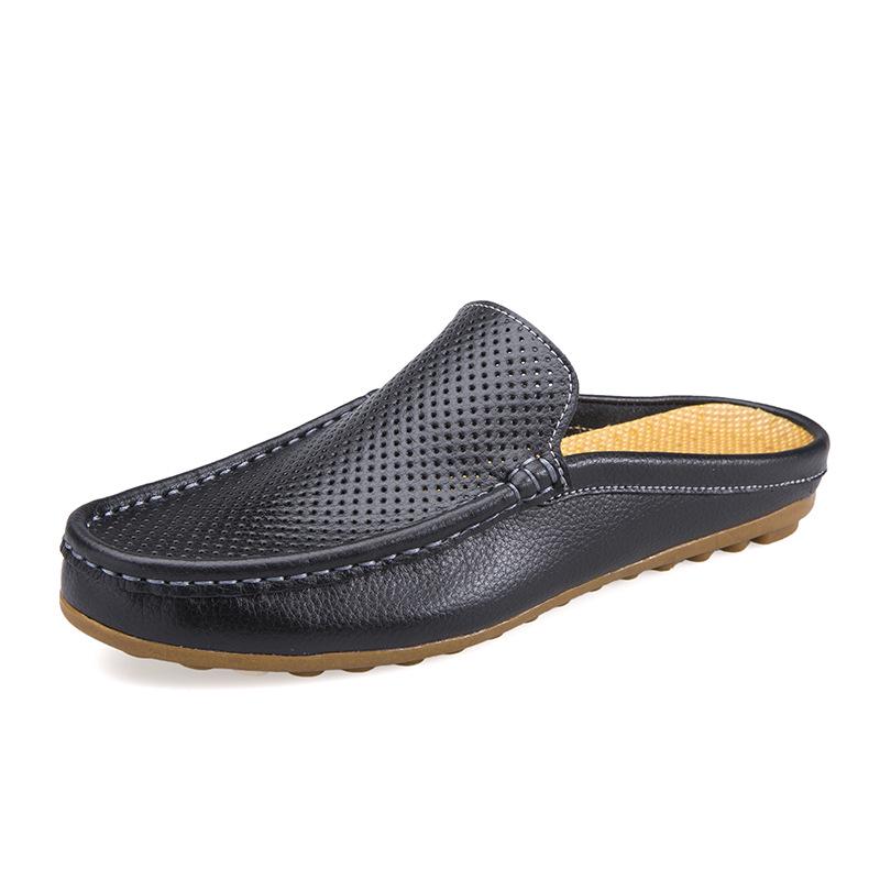Men's Genuine Leather Closed-Toe Sandals - Breathable Summer Thong Shoes