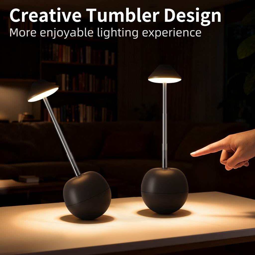 Creative Tumbler Desk Lamp Rechargeable with Remote Desk Lamp Control 7-color Dimmable Adjustable Brightness for Bedroom Home