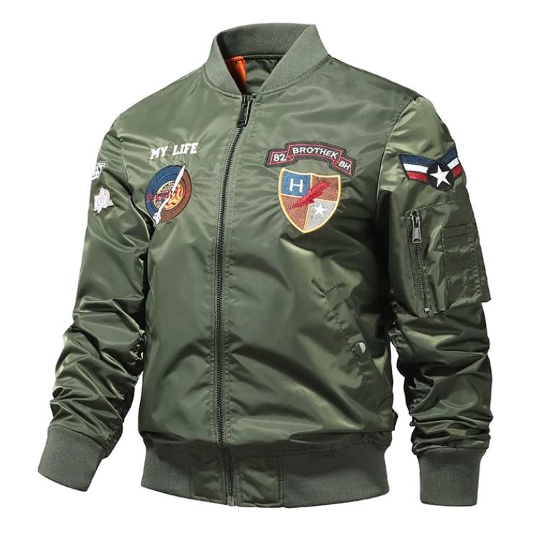 Мужская куртка Осенняя куртка-бомбер ВВС Мужская вышивка Бейсбольная форма Повседневная куртка
