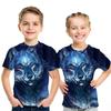 Summer Children Space Galaxy 3D T Shirt Angel Animal Lion Tiger Wolf Leopard Printed Boys Girls T-shirt Kids Fashion Tshirt Tops