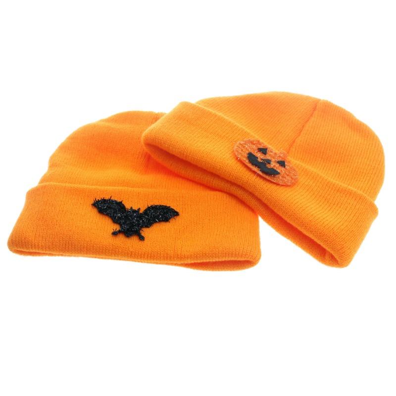 Children's Hats Halloween Pumpkin Skull Bat Knitted Wool Hat Baby Baby Autumn Winter Warm Hat