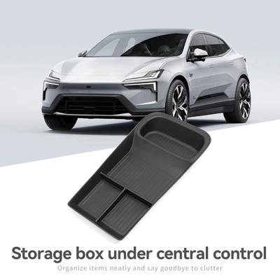 Для Polestar 4 2023 2024 Центральный ящик для хранения вещей в автомобиле Центральная консоль Нижний ярус Лоток Органайзер Аксессуары Уборка ЧЕРНЫЙ