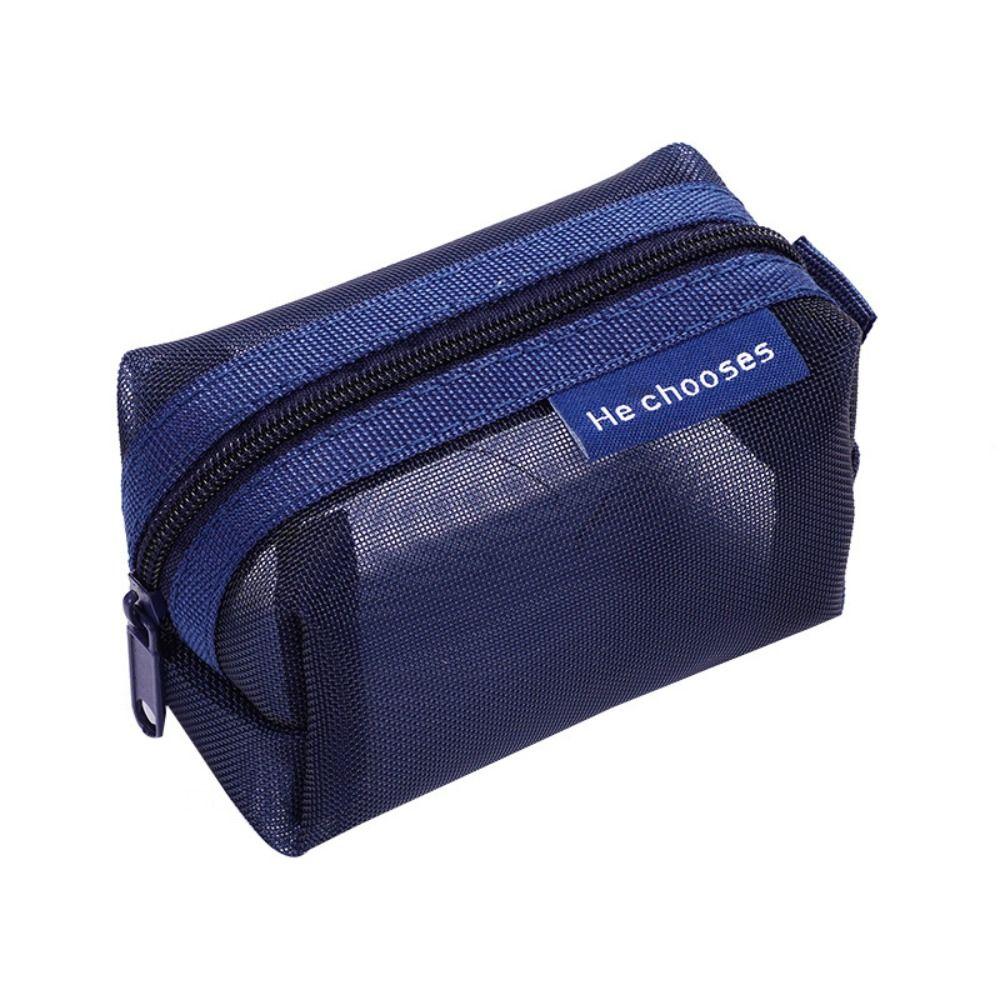 Zipper Mesh Makeup Bag Retro Color Toiletry Storage Bag Fashion Transparent Cosmetic Bag  Outdoor