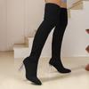 2024 Winter Hot Selling High Quality Women's Boots Fashion Pointed Solid Color Sleeve High Heels Women's High Sock Boots