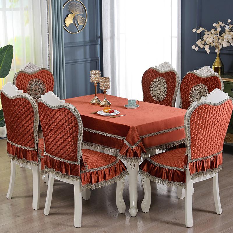 Роскошная фланелевая скатерть с кружевом, квадратная скатерть, вышивка, чехол на стул, подушка на обеденный стул для гостиной, кофейная скатерть