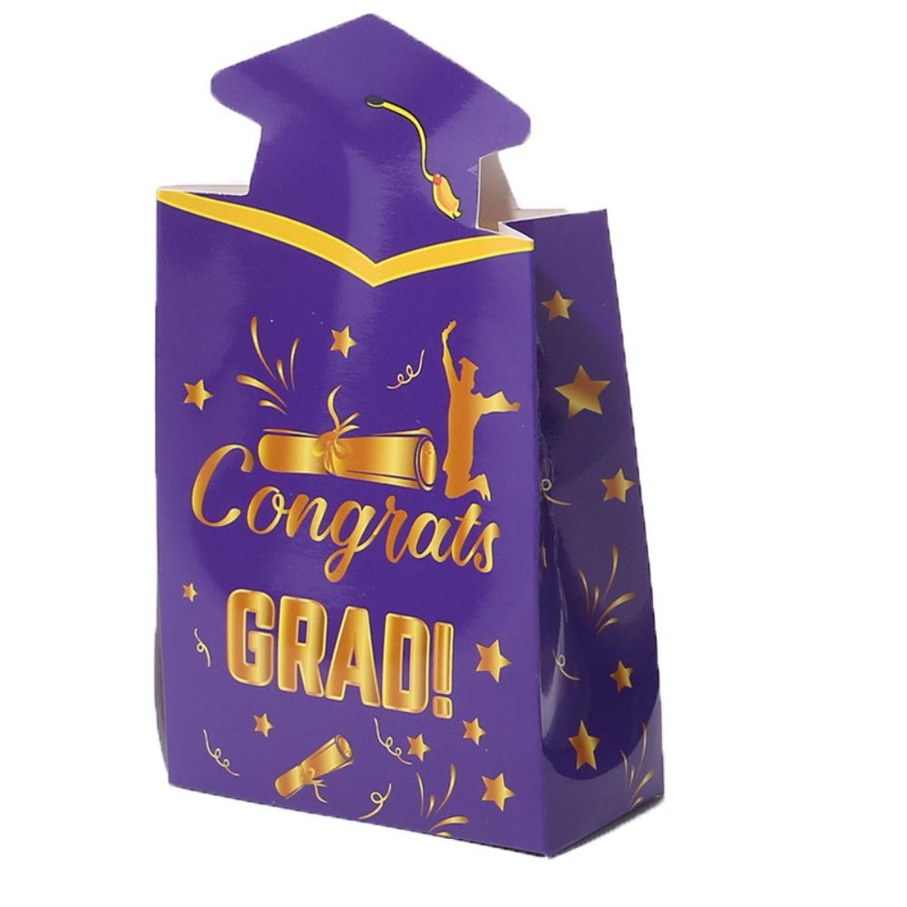 20pcs Paper Material Doctoral Cap Box Congrats Grad Candy Gift Bag Chocolate Box Party Decorations