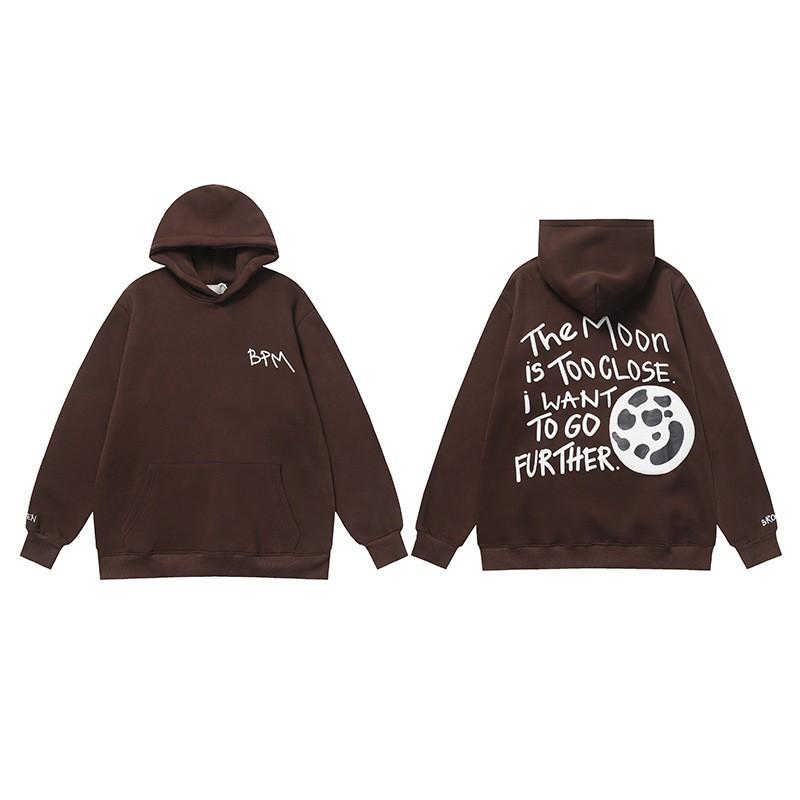 Broken Planet Oversized Hooded Sweatshirt With Puff Print Graphic Streetwear Unisex Casual Pullover Teens