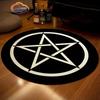 Pentacle Symbol Rug, Pentagram Patterned Round Carpet, Satan  Devil's Trap, White  On Black Supernatural Carpet