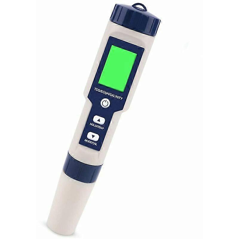 5-in-1 Electronic PH Meter, Measure Ph & TDS & EC Salinity & Temperature Water Quality Tester, LCD Display and Reading Accuracy, for Drinking Water, A