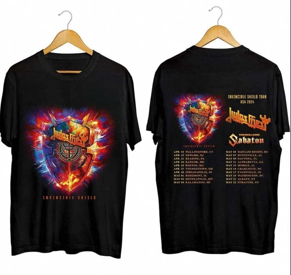 Футболка Judas Priest Invincible Shield, Тур 2024, Двусторонняя футболка, Унисекс футболка