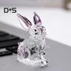 Искусственная хрустальная фигурка кролика, прозрачная коллекционная статуэтка кролика, стеклянное художественное украшение в виде животного, скульптура кролика для домашнего офиса, стола, автомобиля
