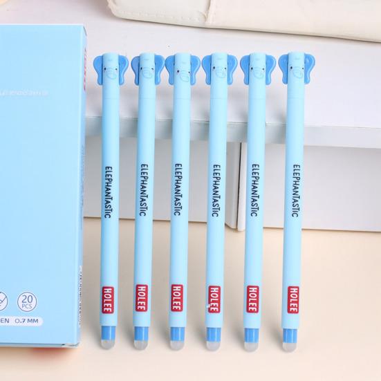 Стирающаяся ручка 0,7 мм с черными чернилами, с мягкой рукояткой, приятной для кожи, с милыми колпачками в виде животных, кнопочный механизм, перезаправляемые ручки, школьные принадлежности