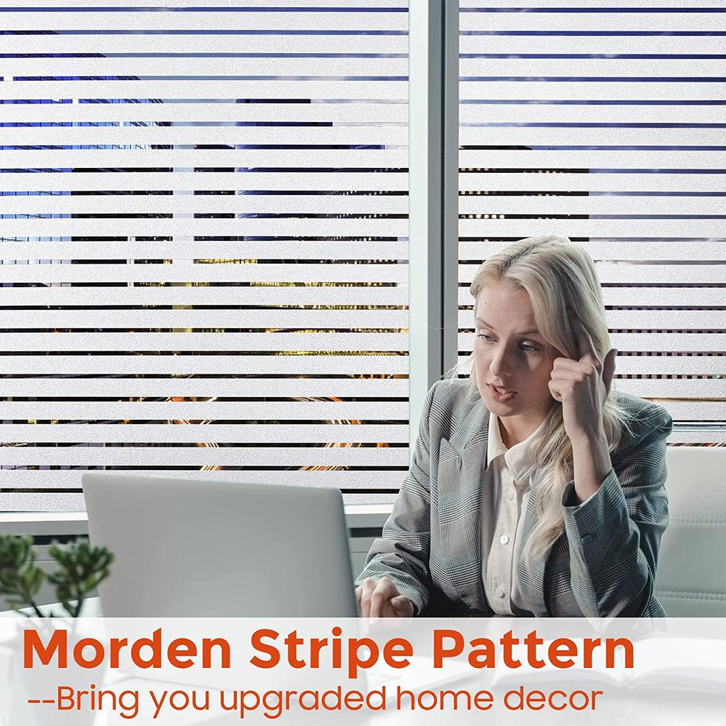 Защитная пленка для окон 30x300 см: Жалюзи Оконная пленка из матового стекла Полосатый узор Оконная матирующая пленка Неклейкая пленка без статического липкого стекла