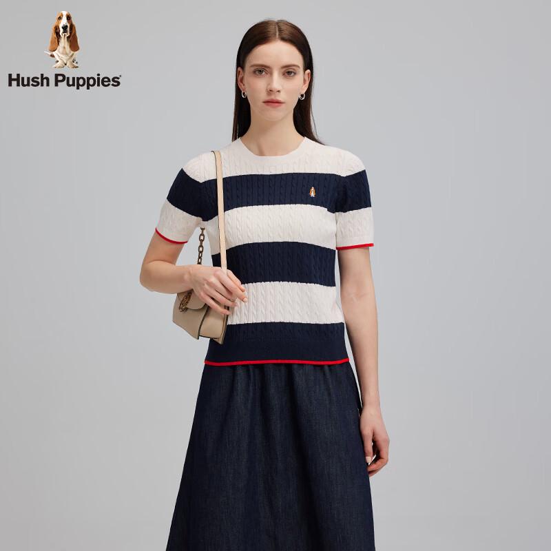 Женская мягкая полосатая футболка с коротким рукавом и круглым вырезом Hush Puppies