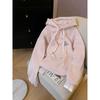 Fashionable Loose Casual Embroidered Velvet Sweatshirt Women's Warm Thickened Hooded Jacket