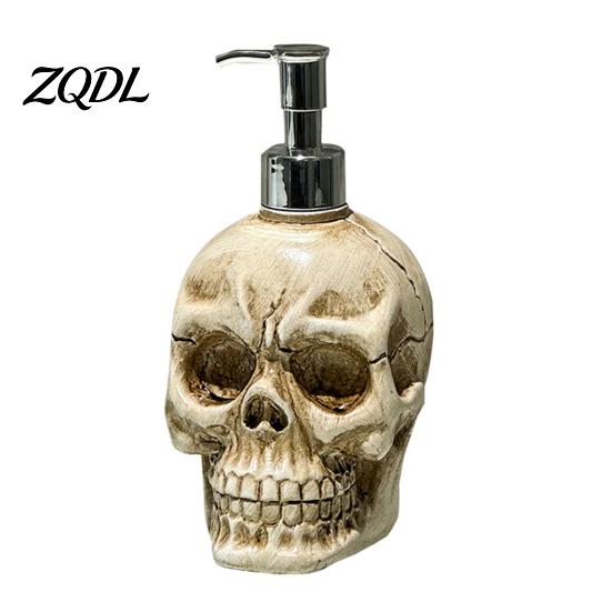 Gothic Bathroom Decor Accessories Skull Dispenser Bottle with Pump, Large Capacity Vinyl Refillable Hand Soap Lotion Container, for Shower Gel
