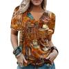 Women's Summer Tops Fashion Western Casual Short Sleeve V Neck Regular Tops Out Weekend Patchwork Print