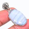 Natural Blue Lace Agate Gemstone 925 Solid Sterling Silver Pendant 1.65" y4G09