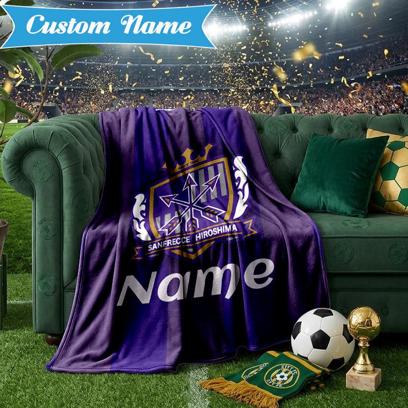 Custom Name Sanfrecce Crest Blanket Lightweight Ideal Bedding Blanket Perfect for Travel, Camping, Living Rooms, Sofas, Christmas gift