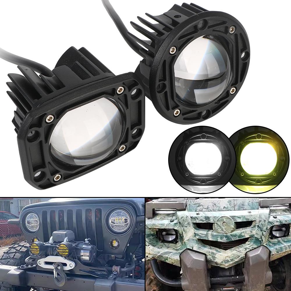 8D Lens Driving Work Lamp for Jeep Car Truck Off Road 4x4 12V 24V Flush Mount Fog Lights 6000K White 3500K Yellow LED Work Light