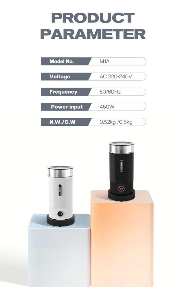 HiBREW M1A 450 Вт вспениватель молока, миксер для шоколада, холодный/горячий латте-капучино, полностью автоматический подогреватель молока