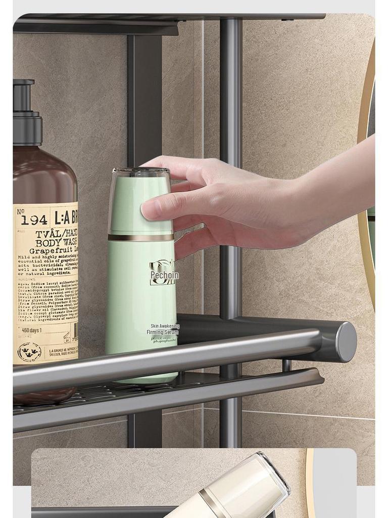 Gray Thick No-Drill Wall-Mounted Bathroom Towel Rack