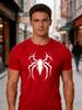 Unisexs Casual Short Sleeve T Shirt Spider Symbol Print Crew Neck Cotton Tee Loose Trendy Street Style Summer Tops For Adult Guys