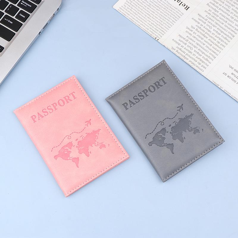 Pu Leather Card Case Cover Unisex Simple Passport Cover World Thin Slim Travel Passport Holder Wallet Gift