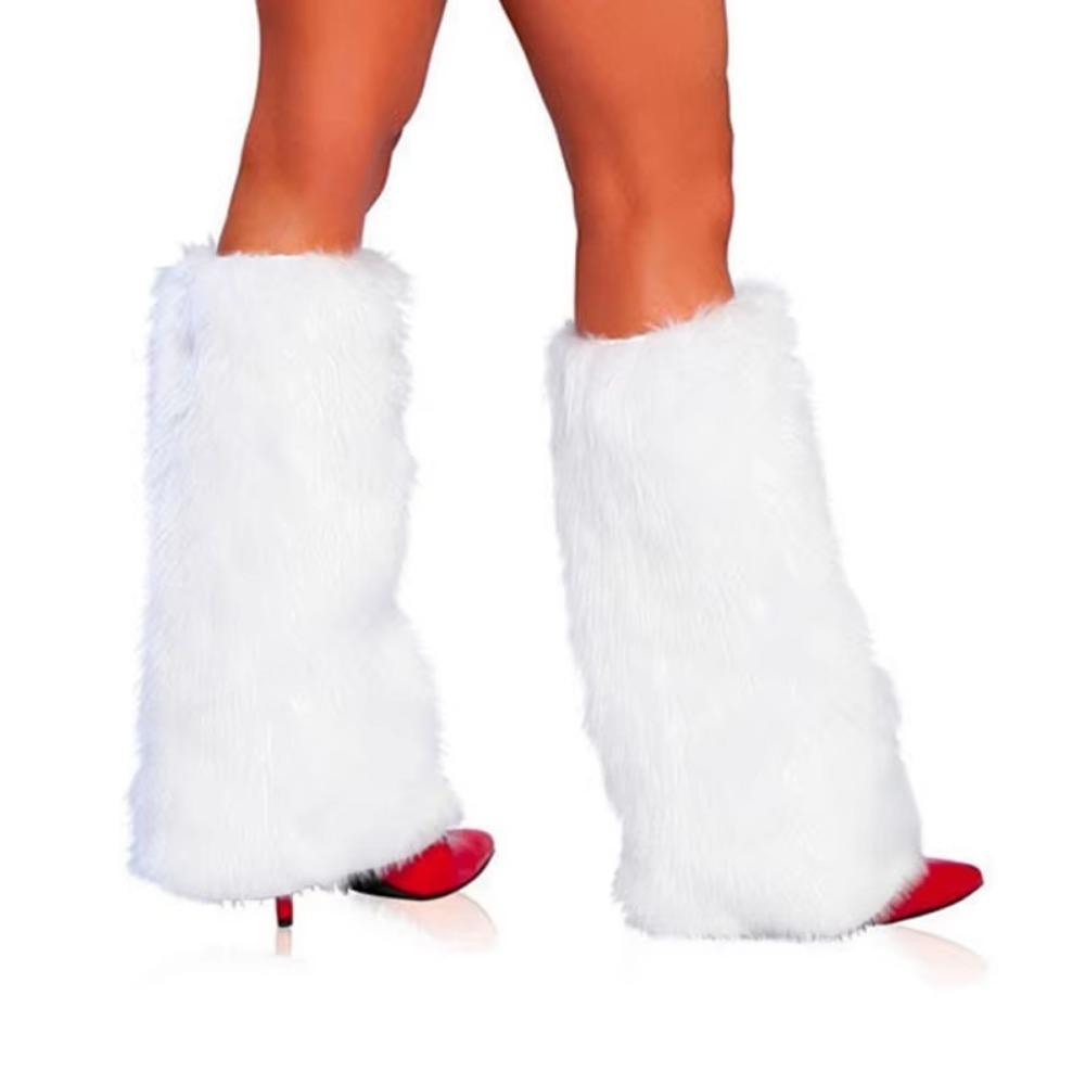 Soft Fluffy Knee High Boots Cover Solid Color Warm Knee Sleeve Halloween Party