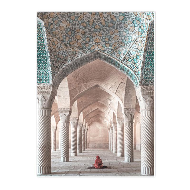 Зеленые листья кактус мечеть марокко дверь плакаты принты холст картины исламская каллиграфия настенное искусство картины декор гостиной