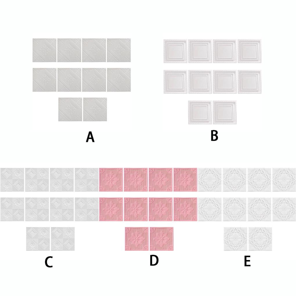 10 штук Самоклеящиеся потолочные плитки Водонепроницаемая пенопластовая панель для DIY домашнего декора 3D пенопластовая наклейка на стену