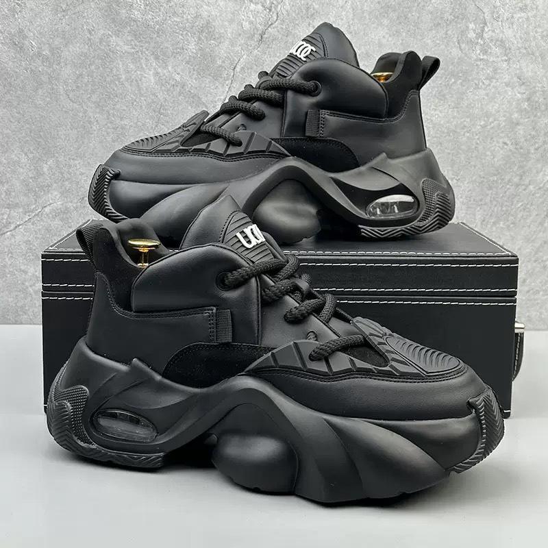 Мужские кроссовки-папы 2025 года с нескользящей толстой подошвой: Повседневная, износостойкая, универсальная белая обувь в минималистичном стиле