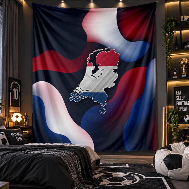 Wall Hanging Tapestry Netherlands Football Print Cloth for Living Room Bedroom Home Decor