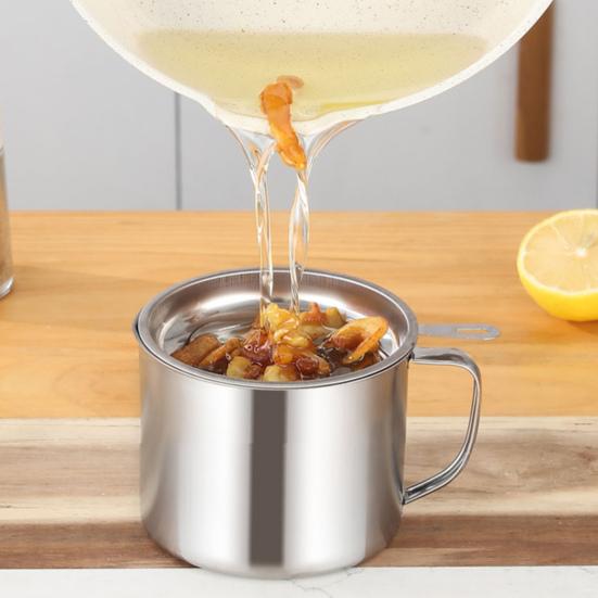 Контейнер-кувшин из нержавеющей стали для масла с фильтром, банка для хранения кулинарного масла, кухонный гаджет для хранения и фильтрации кулинарного масла