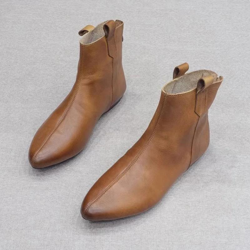 Pointed Toe Women Chelsea Boots Flats Ankle Oxford Shoes Retro Winter New Trend 2024 Goth Walking Gladiator Casual Zapatos Mujer