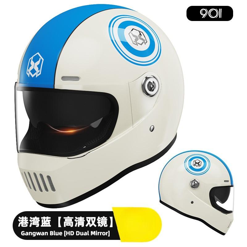 Electric Car Helmet Men's Winter Warm Locomotive Retro Sunscreen Battery Riding Women's Full Helmet
