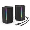 FIFINE Gaming Speaker Wired Connection Stereo Speaker Heavy Bass RGB Light Controllable USB Powered Compatible with Watching Black AmpliGame A20 3.5mm