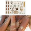 1sheet Metallic Fashion Temporary Tattoo Disposable Waterproof Body Art Gold Foil Makeup Sticker