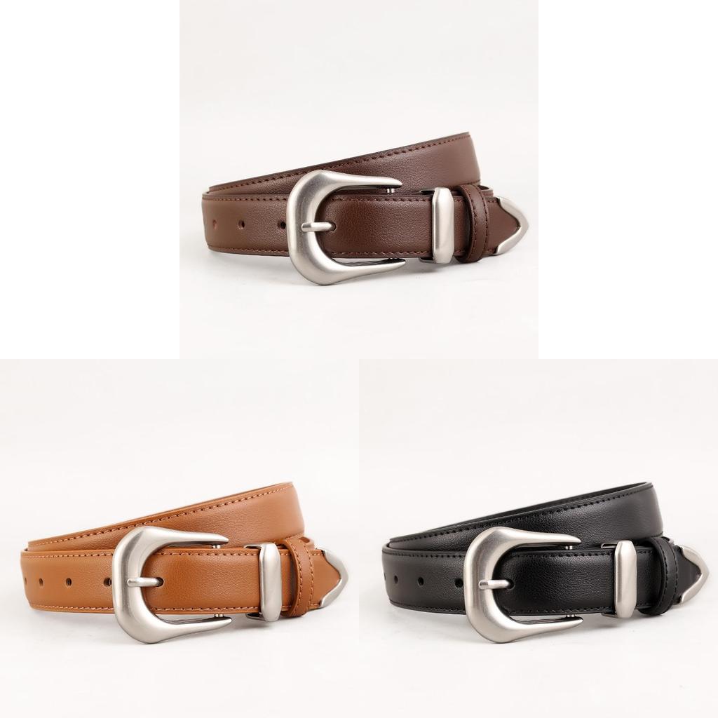 Leather Womens Belt Simple Design Versatile Dress Pants With Pin Buckle For Work And Casual