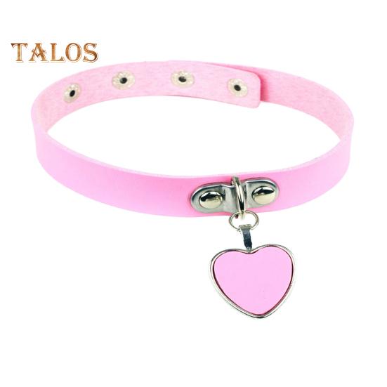 Женский воротник в стиле рок-панк, искусственная кожа, подвеска в форме сердца, регулируемая окружность, клубная вечеринка, косплей, реквизит, женское колье, ювелирные изделия