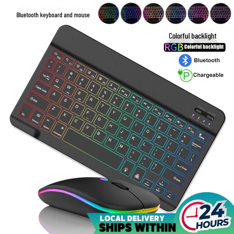 Семицветная Магическая Bluetooth Клавиатура и Мышь для iPad/Планшета/Телефона (Русская раскладка)